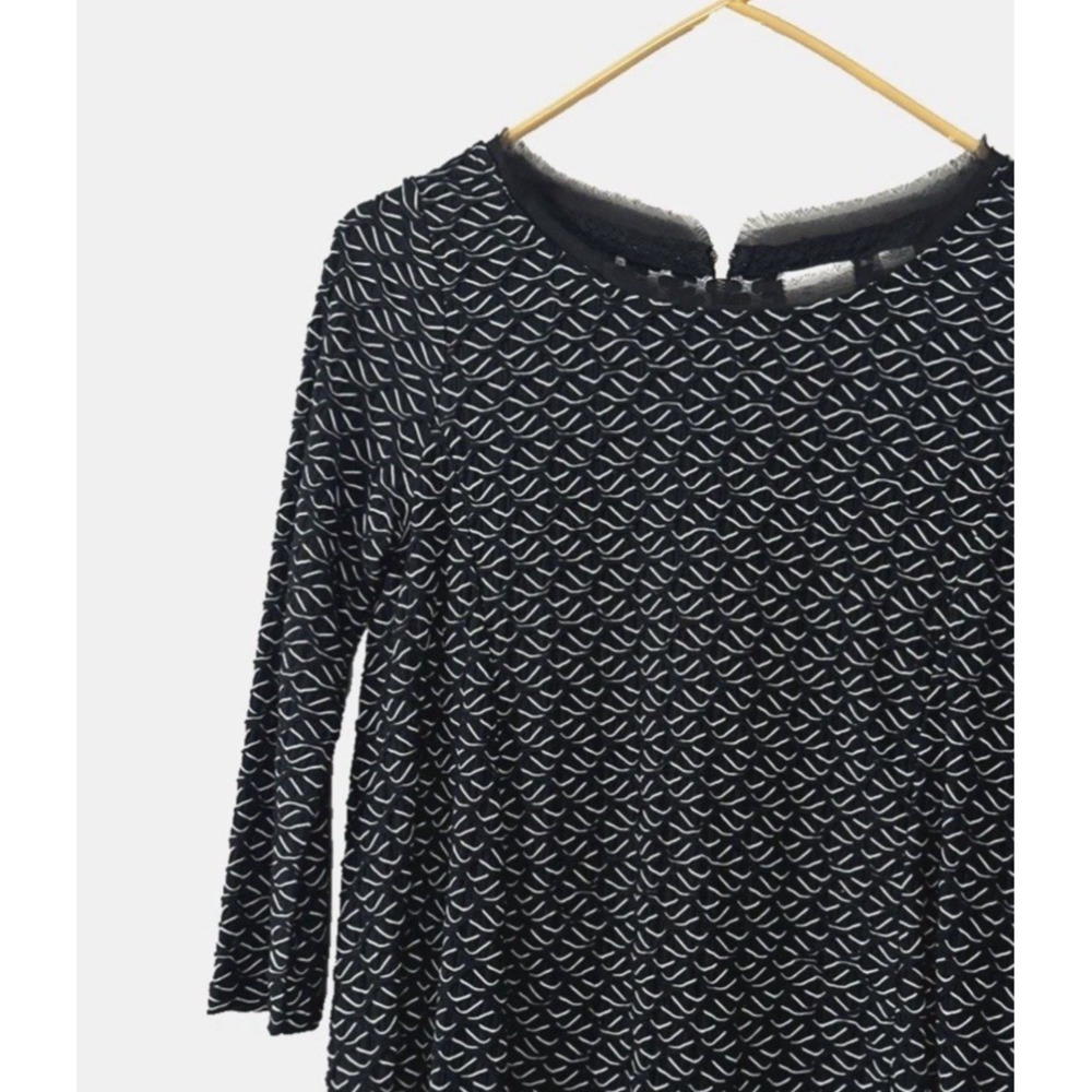 Anthropologie Postmark Small Top Textured Weave Lace Trim 3/4 Sleeve Chic Blouse